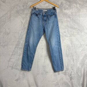Levis Wedgie Straight Jeans Womens 28 Medium Wash Blue High Rise Button Fly